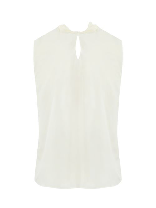 Top con fiocco in crepe de Chine bianco MAX MARA STUDIO | 2426166011600001